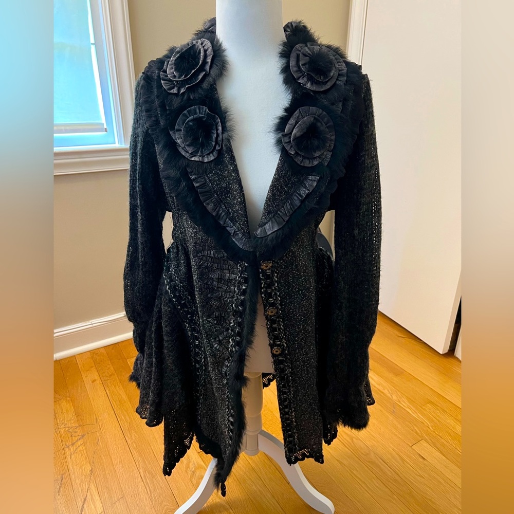 Brocade Jacket with ruffle collar and inlay